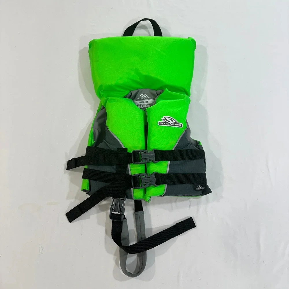 Stearns Infant Life Vest PFD Neon Green USCG Approved Under 30 lbs Boating Kids